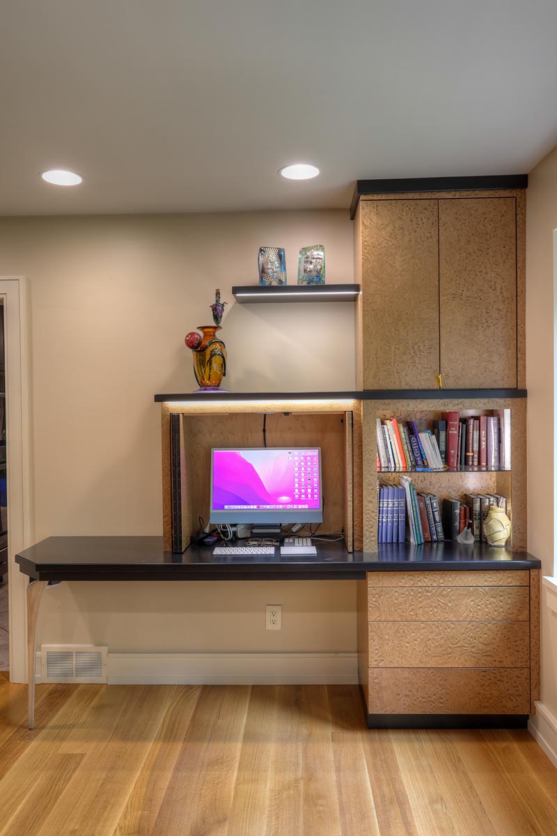 This Armoire was designed to fit in a specific location. It had to accommodate a flat screen TV and new surround sound speakers.